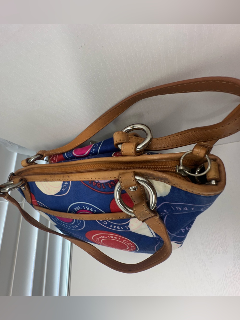 Coach Small Leah Multicolor Polka-Dot Print Bag - Picture 9 of 13